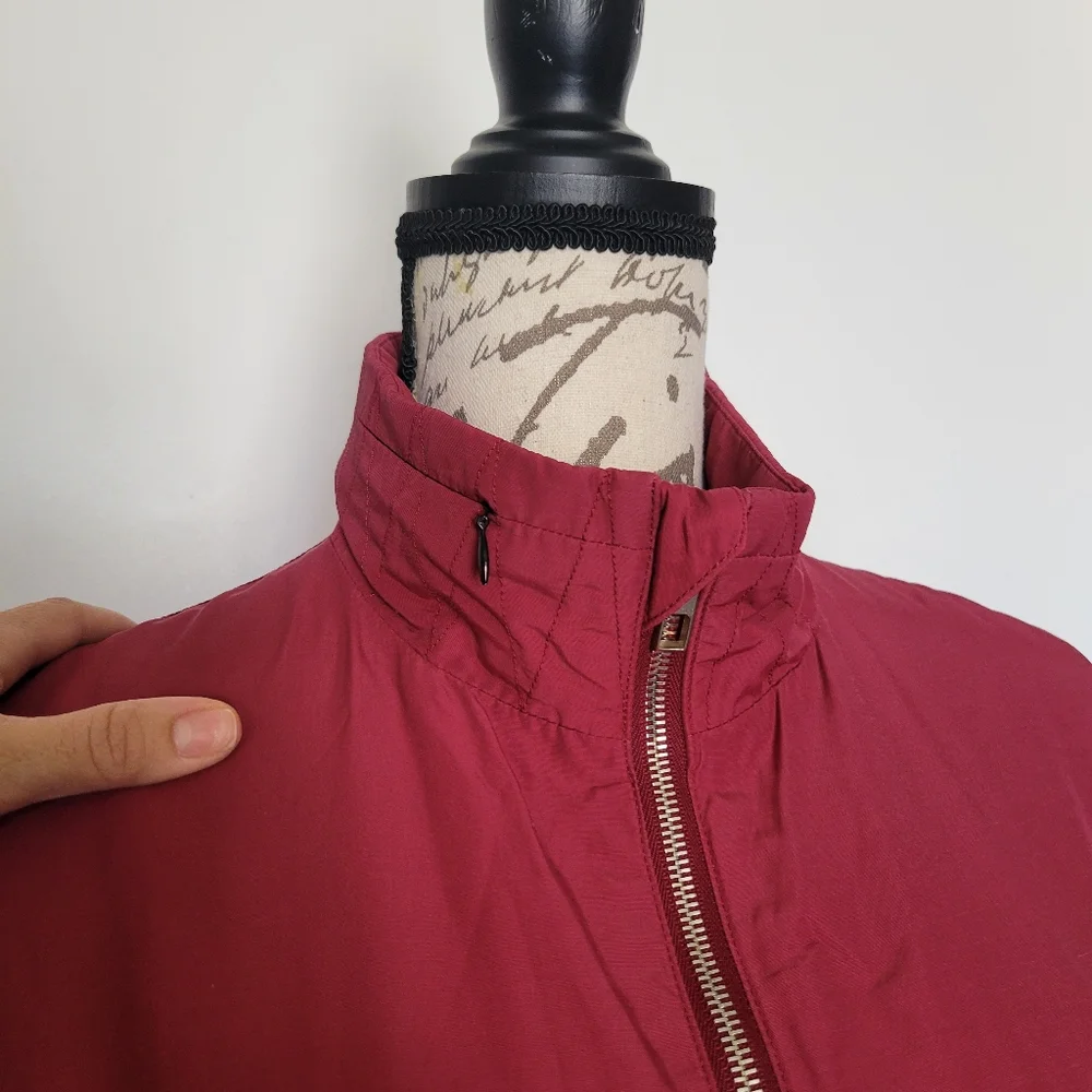 Valentino Made In Italy‎ Burgundy Red Bomber Rain Jacket Women's Size Small